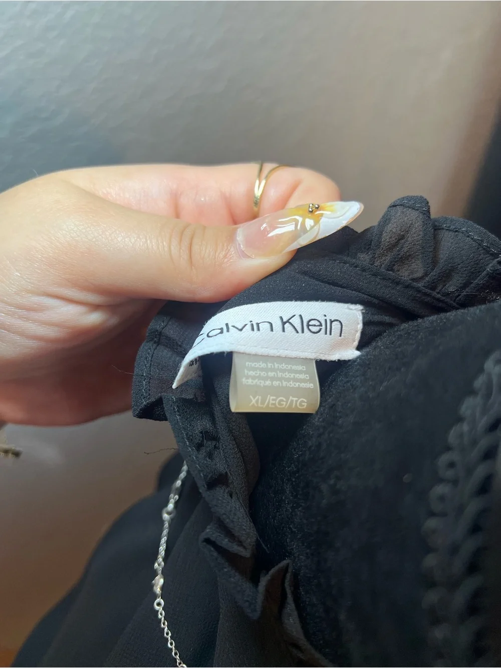 Calvin Klein Black Ruffle V-Neck Blouse - Picture 5 of 5